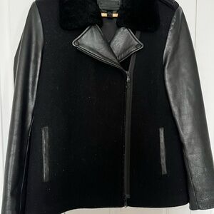 Danier Black Leather Jacket with Wool Blend